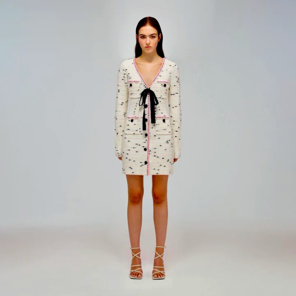 Self-Portrait White and Black Mini Dress